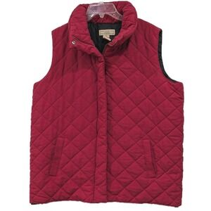 Telluride Clothing Company Red Quilted Vest Women's XL Full Zip With Pockets